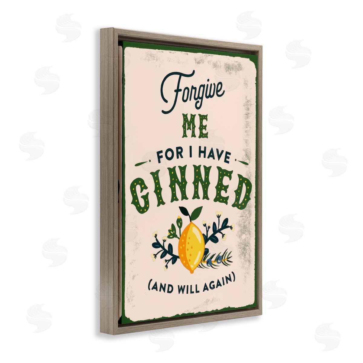 The Whiskey Ginger Forgive Me For I Have Ginned Brown Floating Frame Canvas Wall Art Print