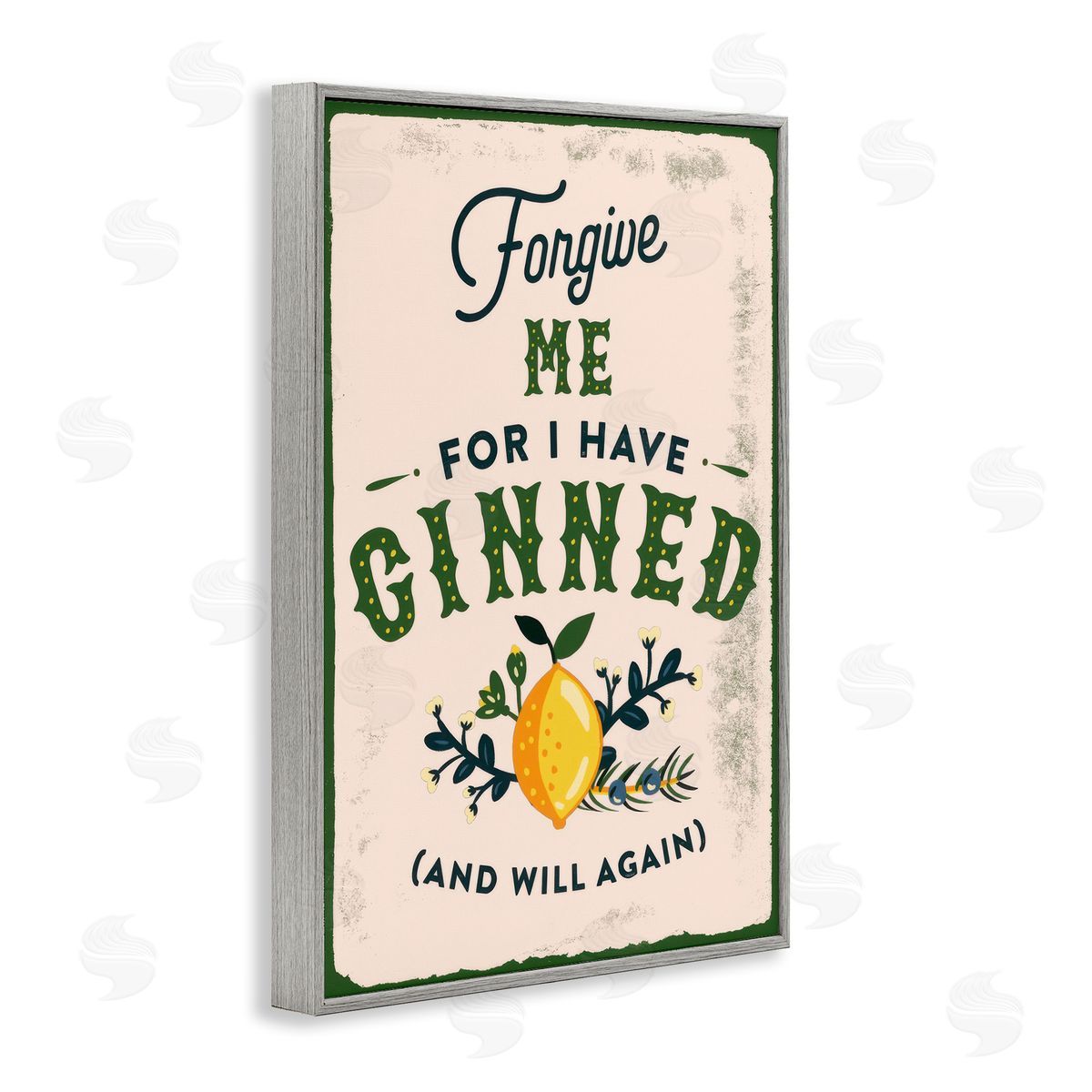 The Whiskey Ginger Forgive Me For I Have Ginned Gray Framed Giclee Wall Art Print