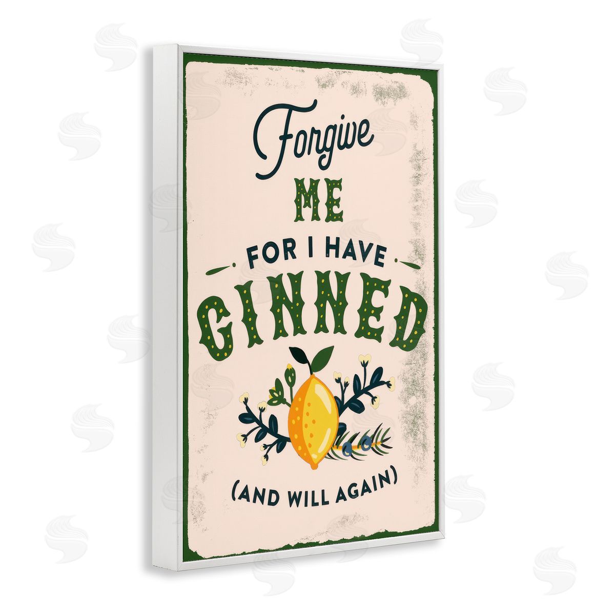 The Whiskey Ginger Forgive Me For I Have Ginned White Framed Giclee Wall Art Print