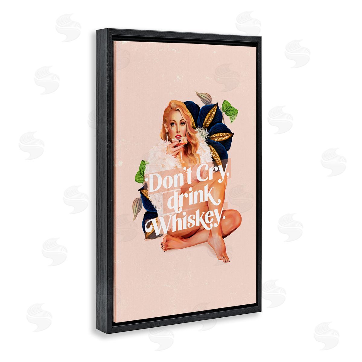 The Whiskey Ginger Don't Cry Drink Whiskey Black Floating Frame Canvas Wall Art Print