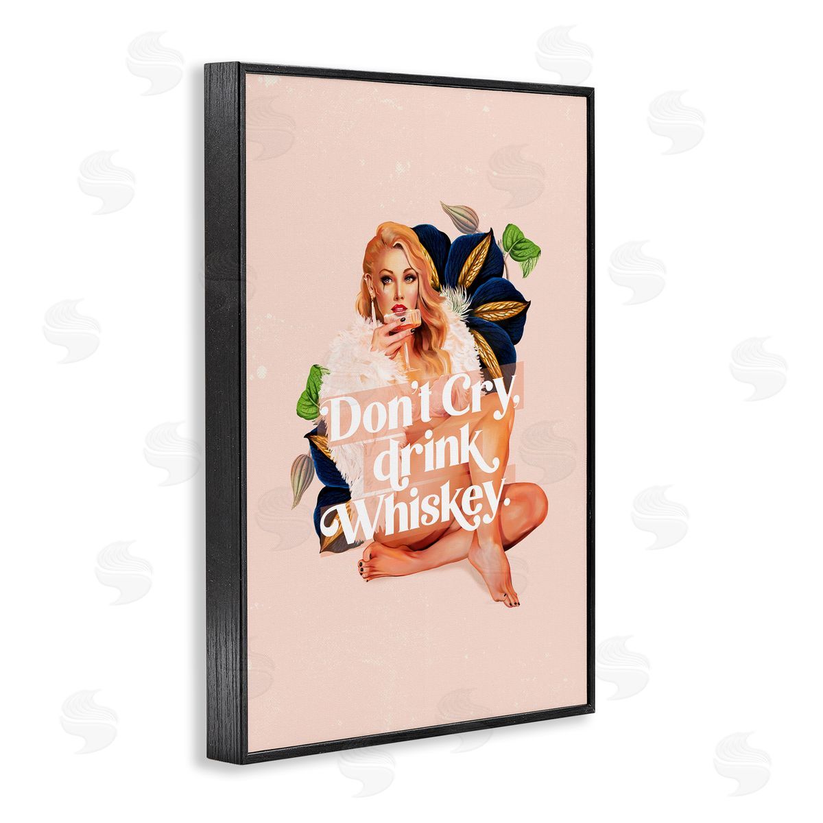 The Whiskey Ginger Don't Cry Drink Whiskey Black Framed Giclee Wall Art Print