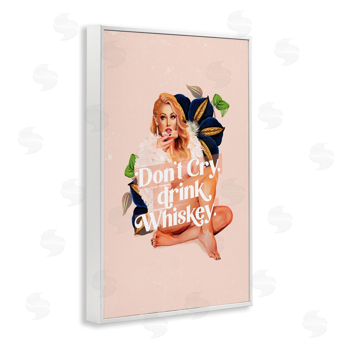 The Whiskey Ginger Don't Cry Drink Whiskey White Framed Giclee Wall Art Print
