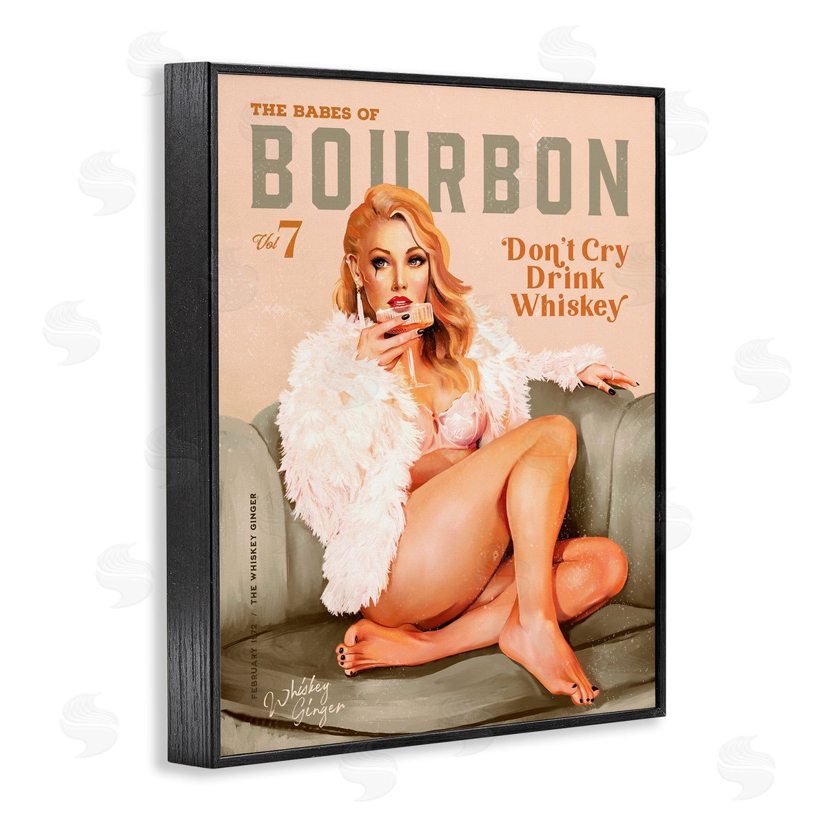 The Whiskey Ginger Babes of Bourbon Girl Black Framed Giclee Wall Art Print