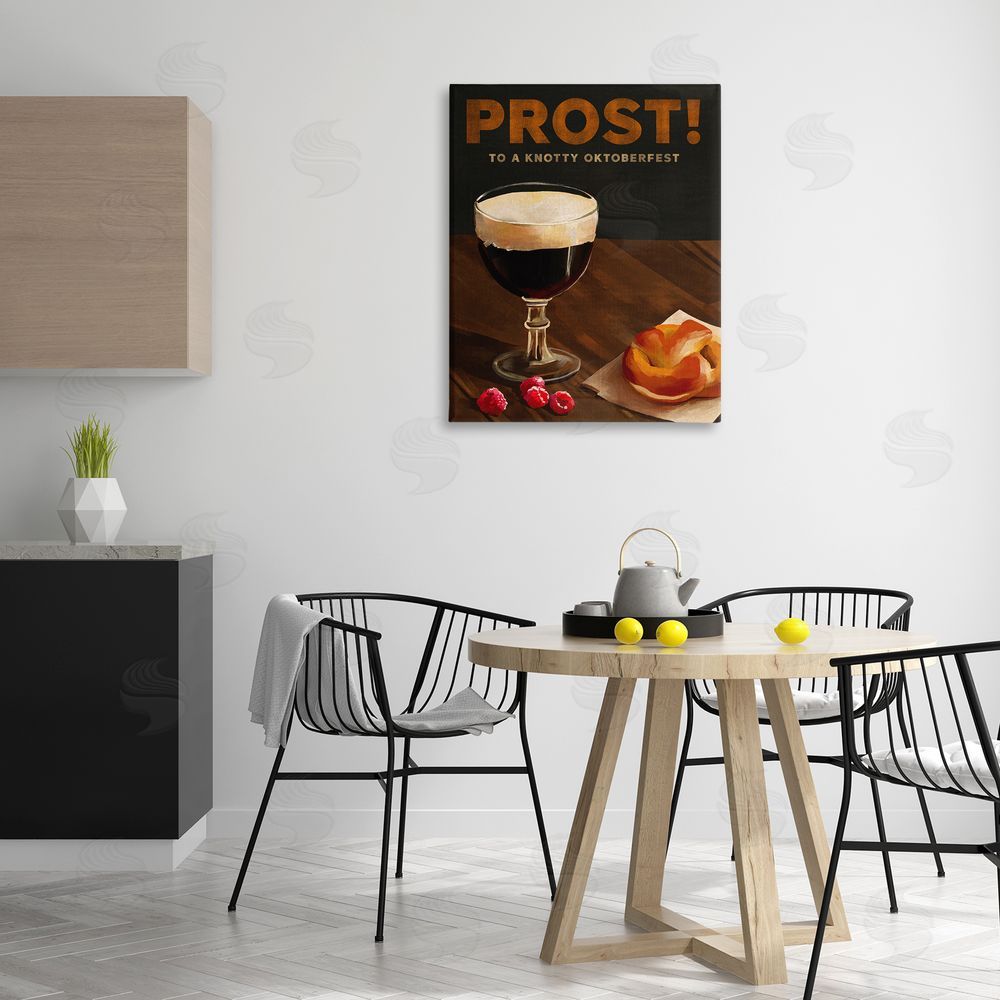 The Whiskey Ginger Prost Beer & Pretzel Canvas Wall Art Print in Room