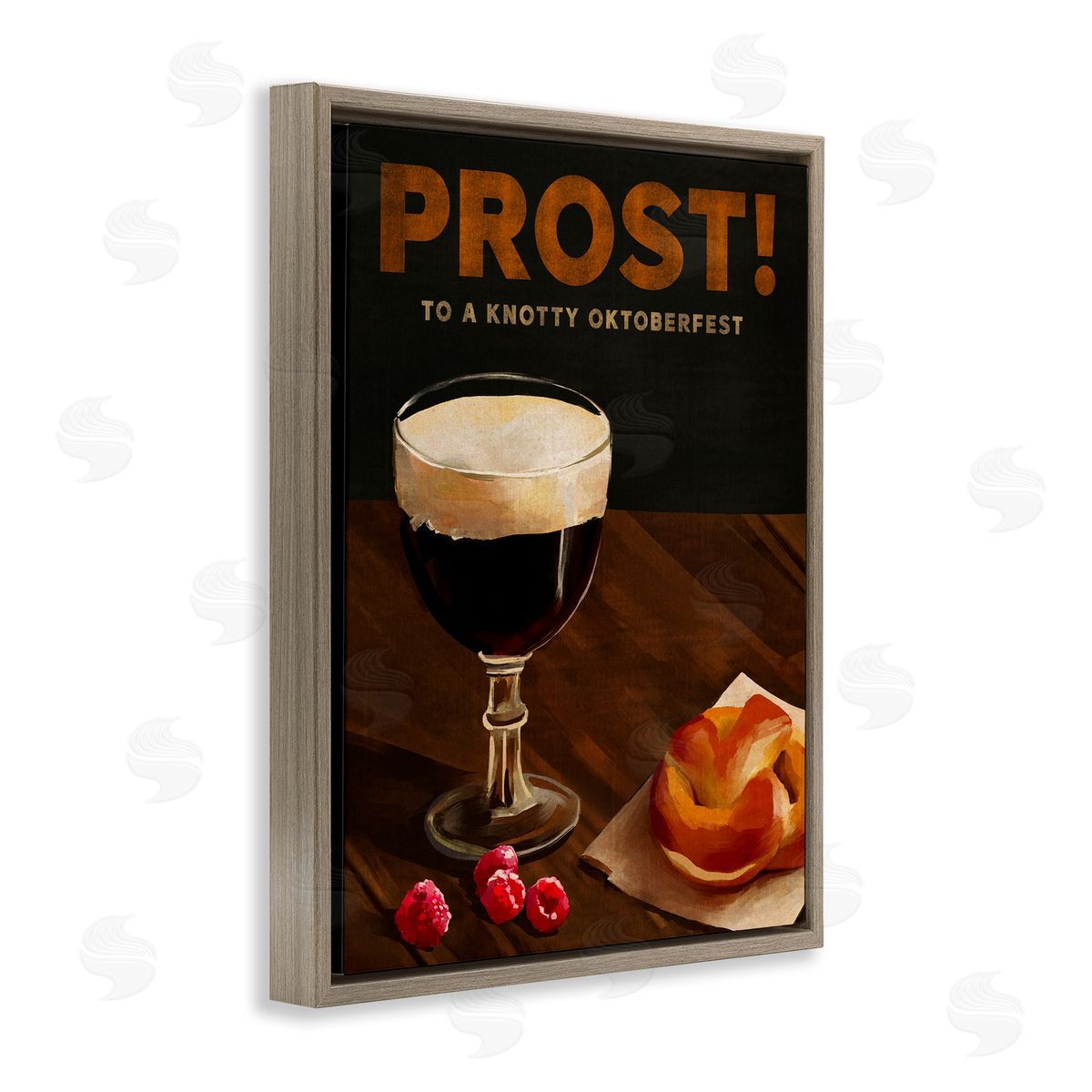 The Whiskey Ginger Prost Beer & Pretzel Brown Floating Frame Canvas Wall Art Print