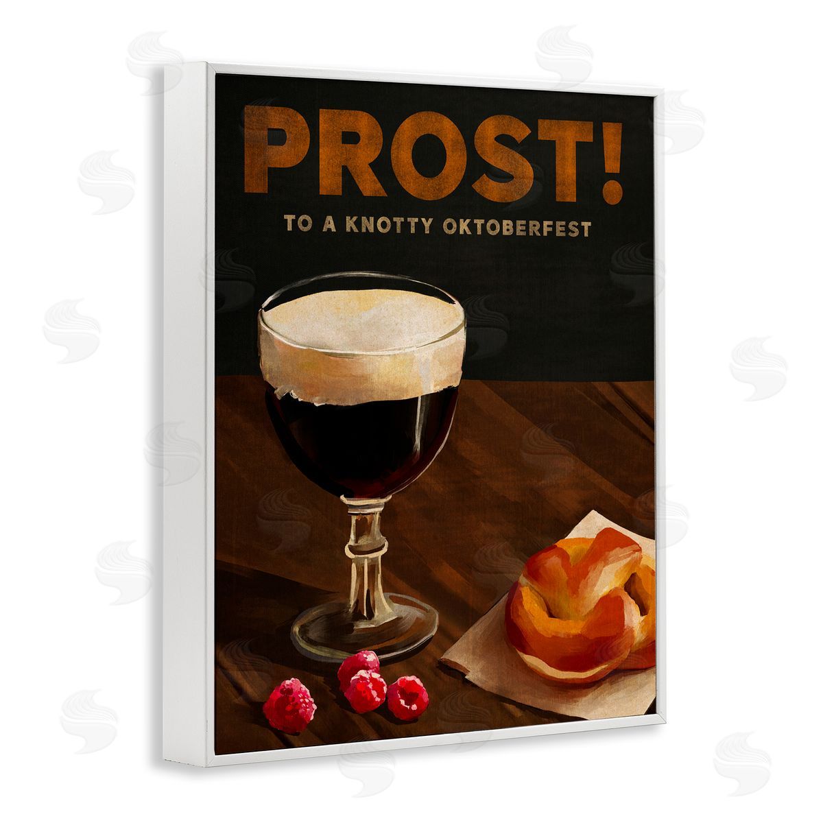 The Whiskey Ginger Prost Beer & Pretzel White Framed Giclee Wall Art Print