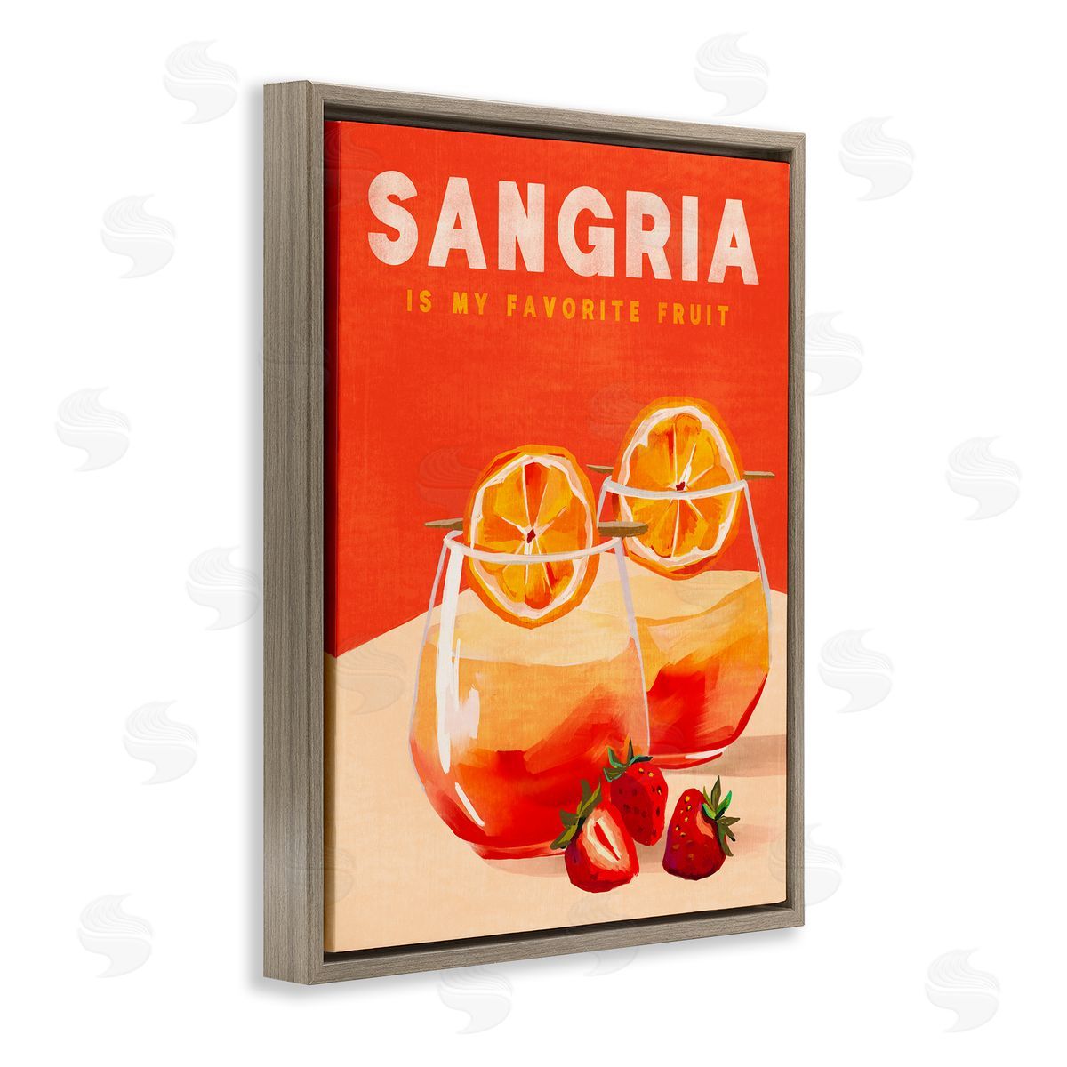 Sangria Favorite Fruit Brown Floating Frame Canvas Wall Art, Home Decor by The Whiskey Ginger