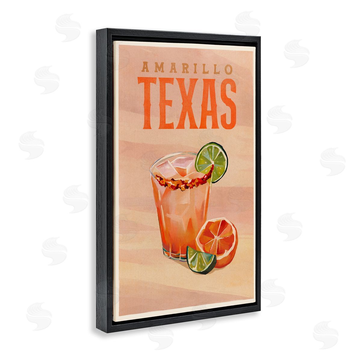 The Whiskey Ginger Amarillo Texas Cocktail Black Floating Frame Canvas Wall Art Print