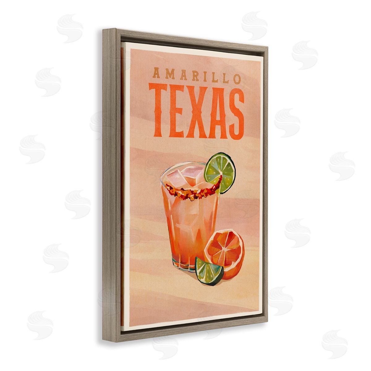 The Whiskey Ginger Amarillo Texas Cocktail Brown Floating Frame Canvas Wall Art Print