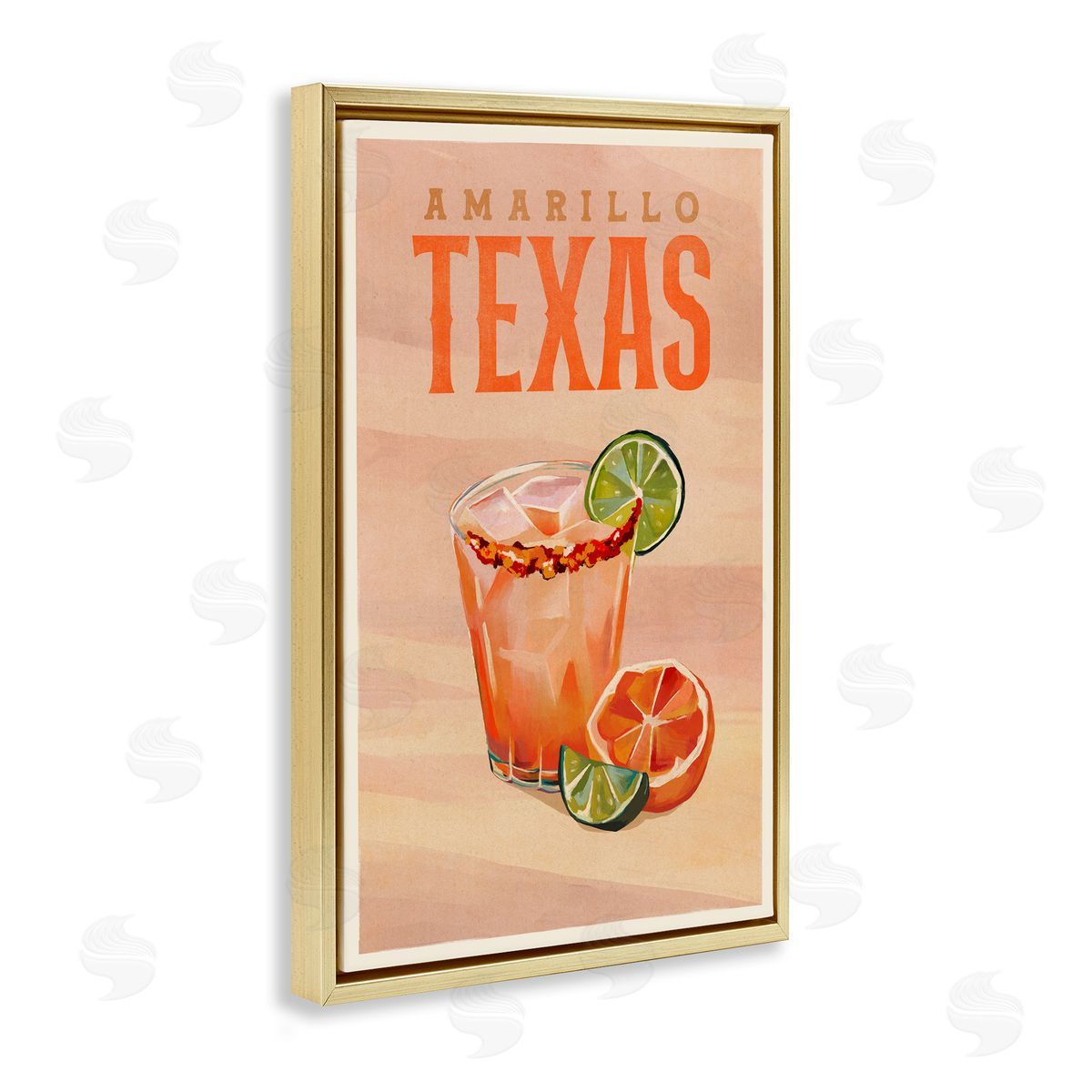 The Whiskey Ginger Amarillo Texas Cocktail Gold Floating Frame Canvas Wall Art Print