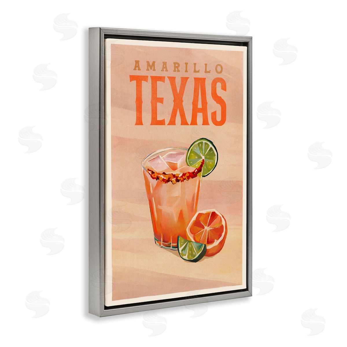 The Whiskey Ginger Amarillo Texas Cocktail Gray Floating Frame Canvas Wall Art Print