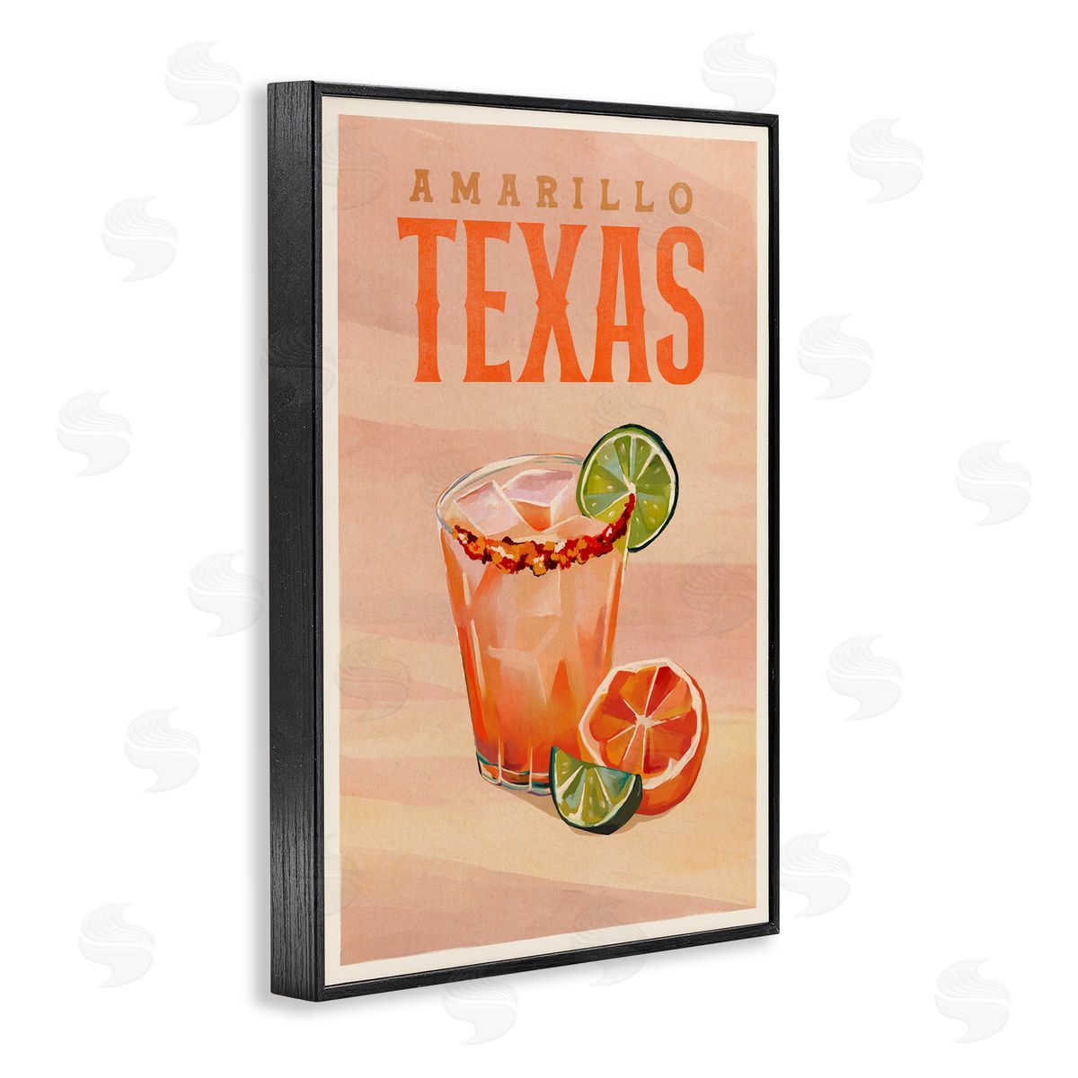 The Whiskey Ginger Amarillo Texas Cocktail Black Framed Giclee Wall Art Print