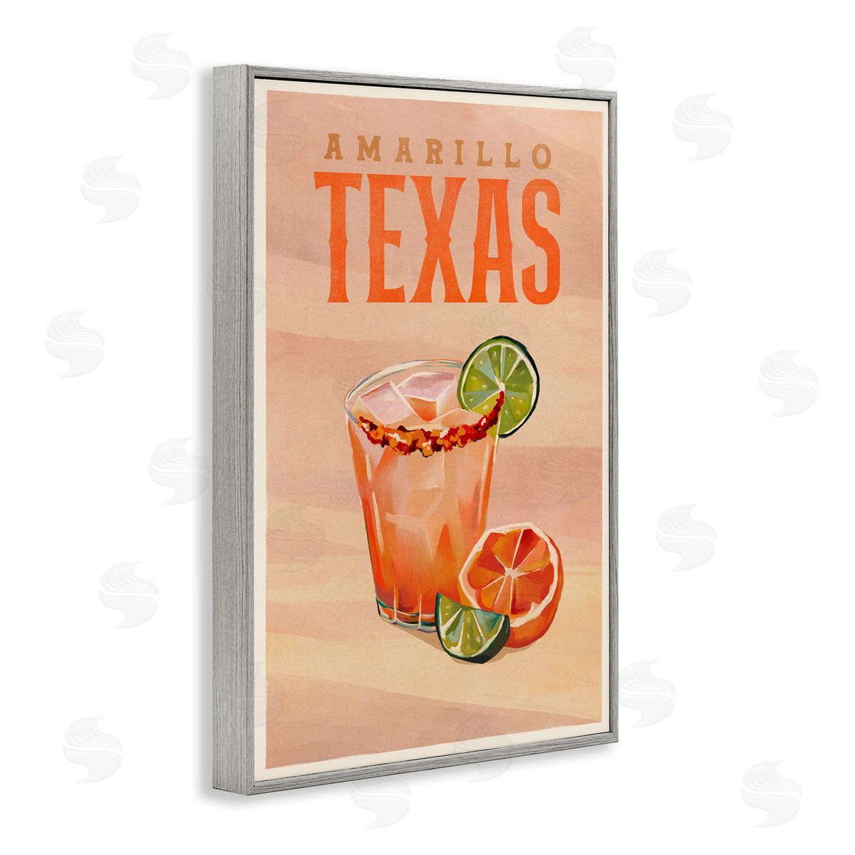 The Whiskey Ginger Amarillo Texas Cocktail Gray Framed Giclee Wall Art Print