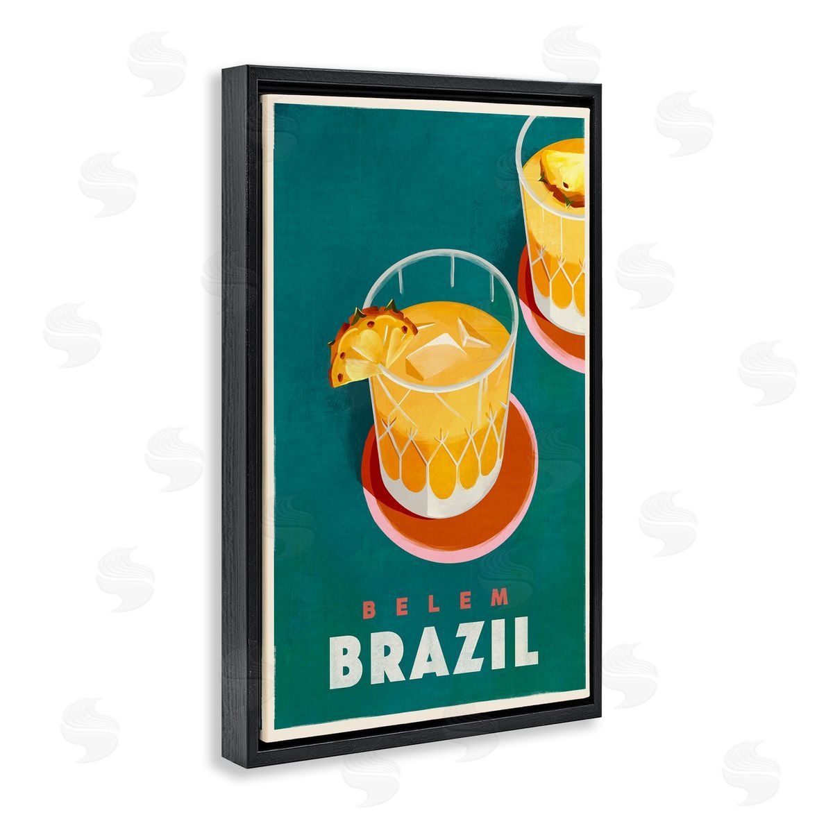 The Whiskey Ginger Belem Brazil Cocktail Black Floating Frame Canvas Wall Art Print