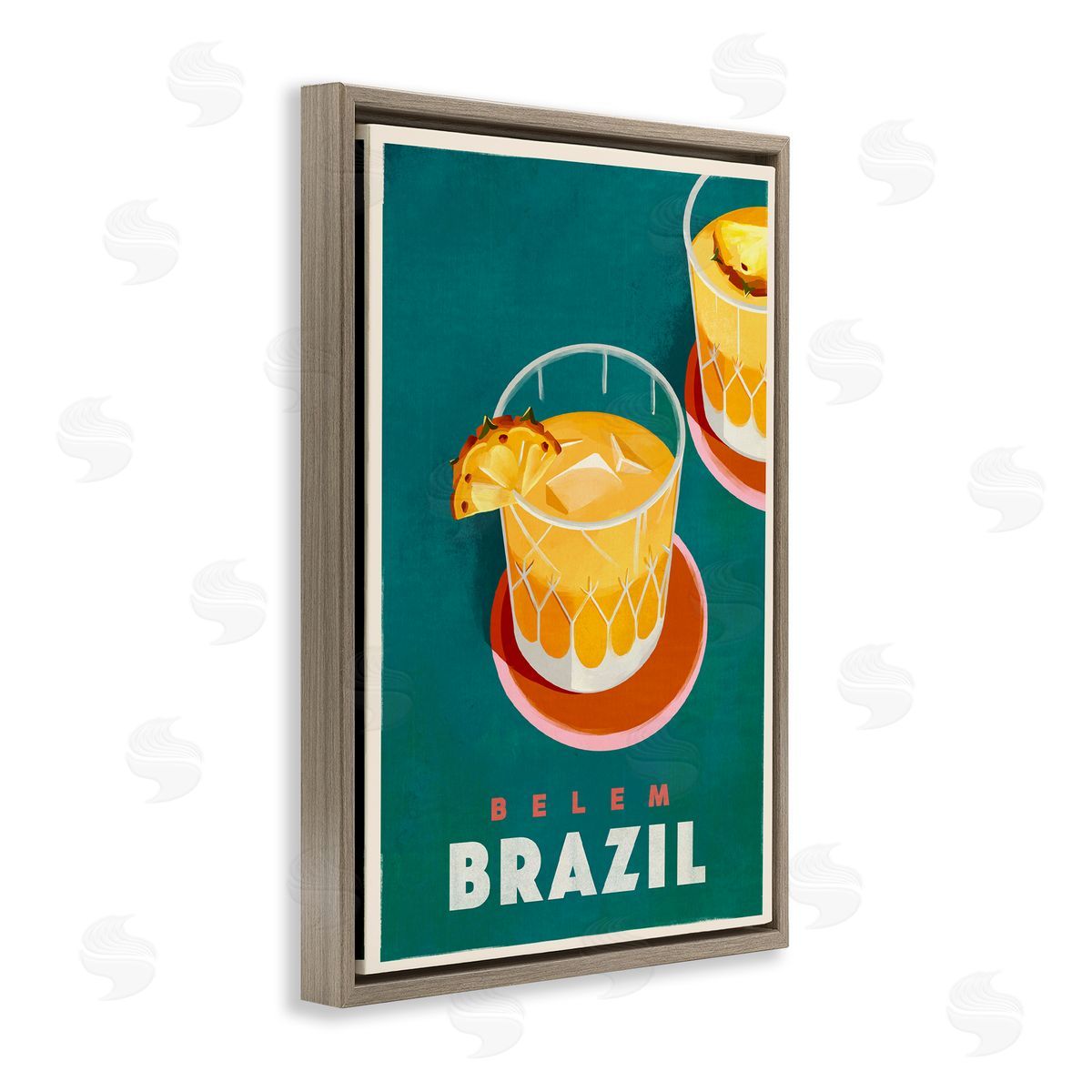 The Whiskey Ginger Belem Brazil Cocktail Brown Floating Frame Canvas Wall Art Print