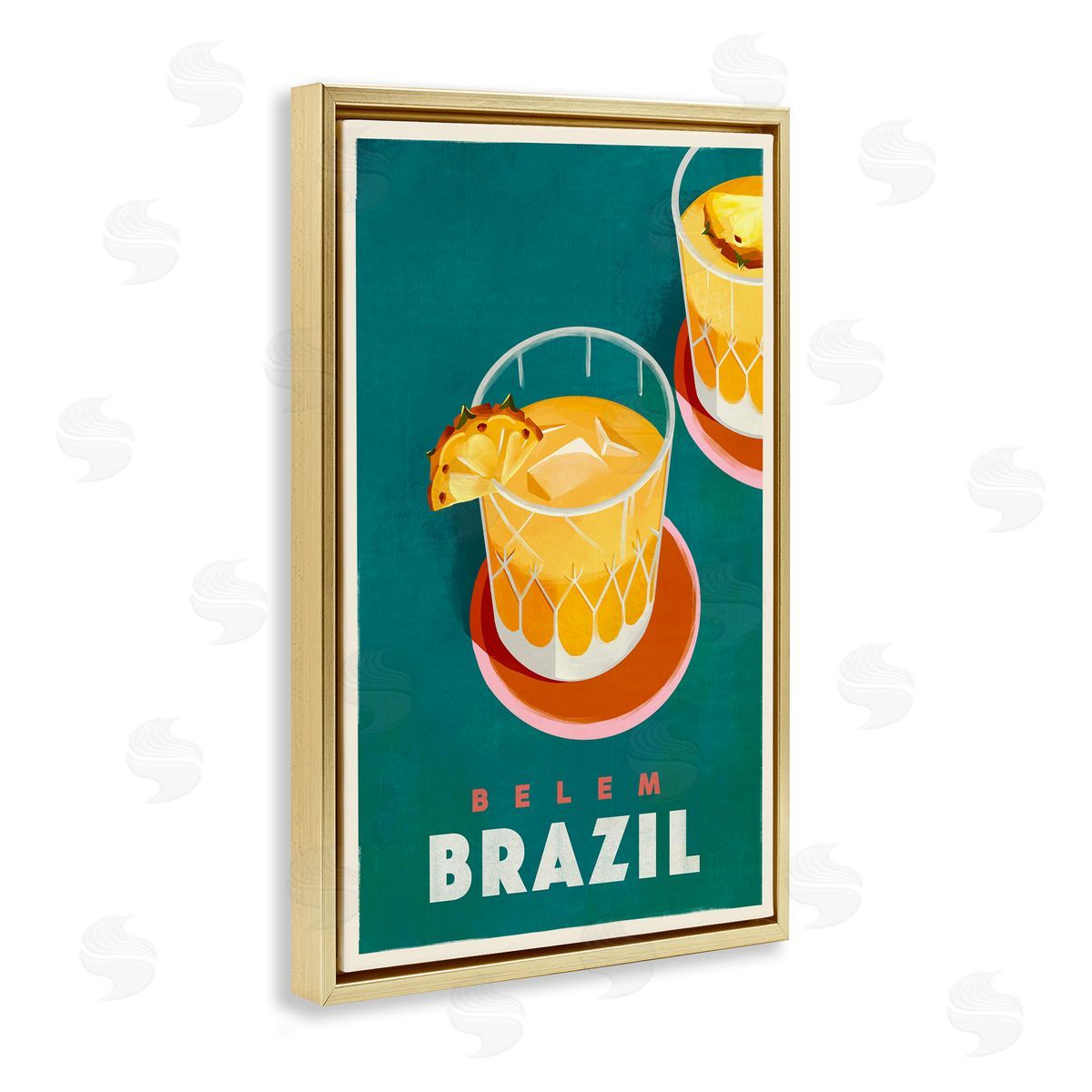 The Whiskey Ginger Belem Brazil Cocktail Gold Floating Frame Canvas Wall Art Print