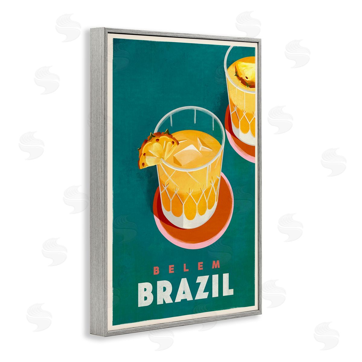 The Whiskey Ginger Belem Brazil Cocktail Gray Framed Giclee Wall Art Print