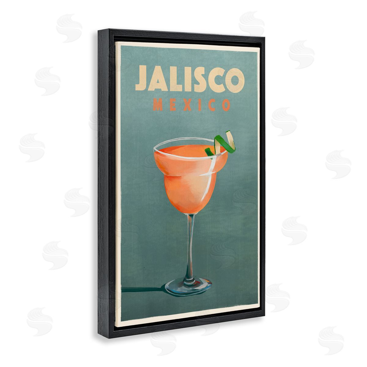 The Whiskey Ginger Jalisco Mexico Cocktail Black Floating Frame Canvas Wall Art Print