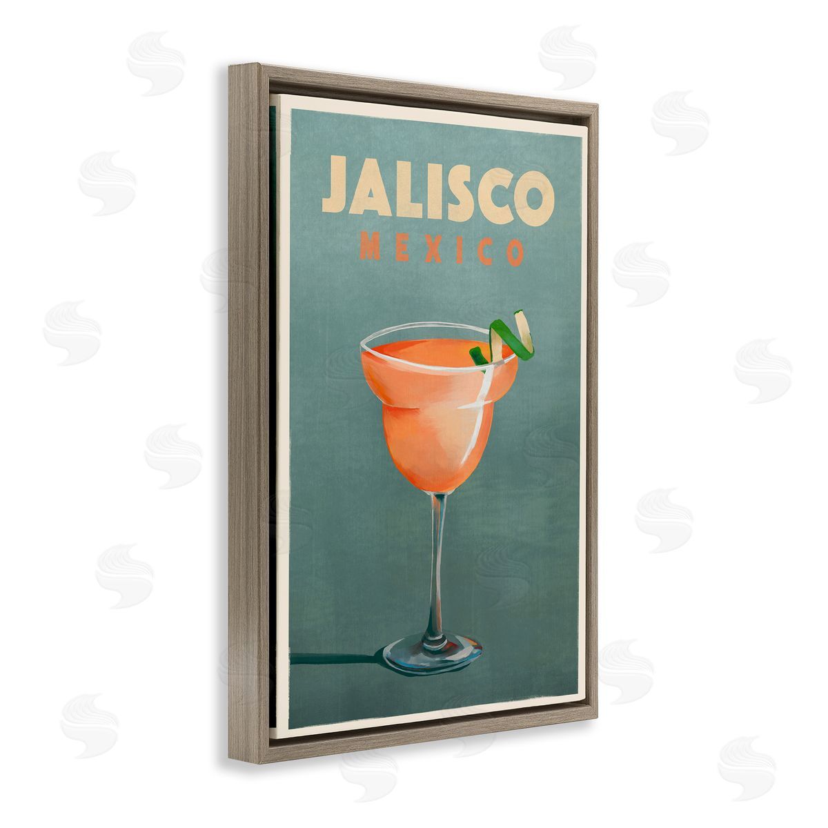 The Whiskey Ginger Jalisco Mexico Cocktail Brown Floating Frame Canvas Wall Art Print