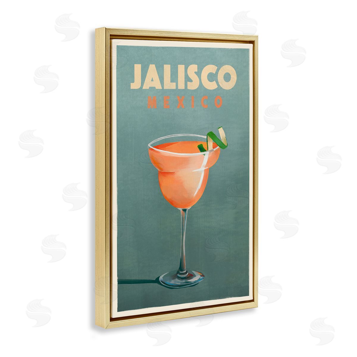 The Whiskey Ginger Jalisco Mexico Cocktail Gold Floating Frame Canvas Wall Art Print