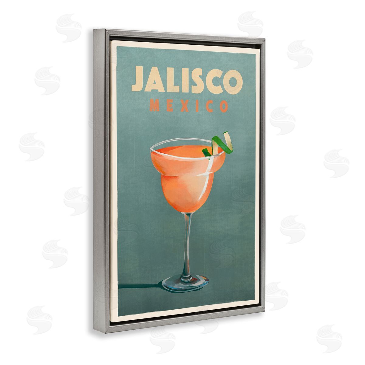 The Whiskey Ginger Jalisco Mexico Cocktail Gray Floating Frame Canvas Wall Art Print