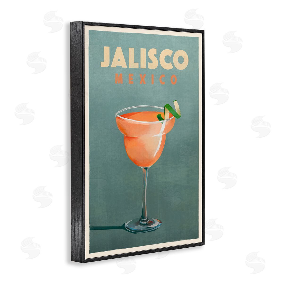 The Whiskey Ginger Jalisco Mexico Cocktail Black Framed Giclee Wall Art Print