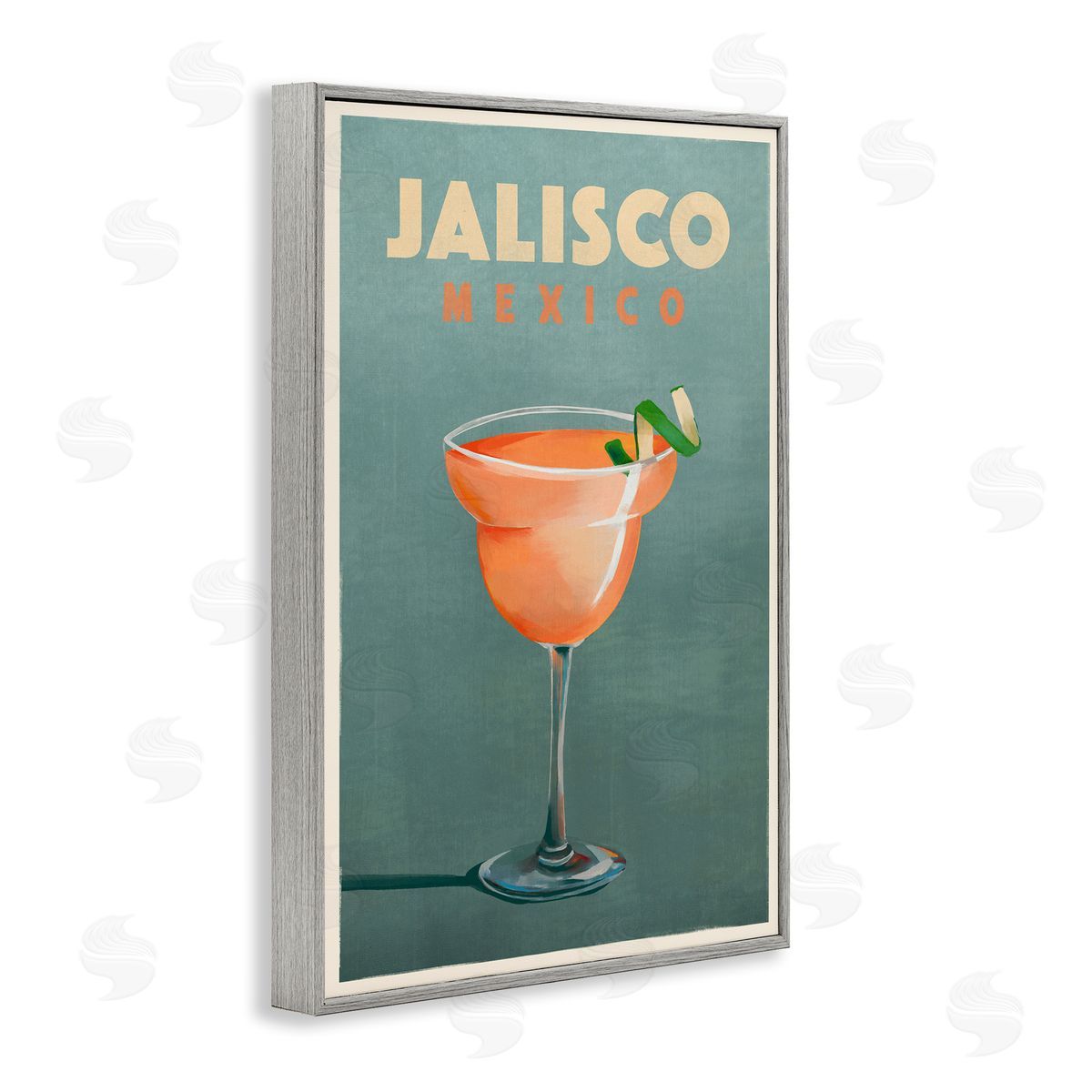 The Whiskey Ginger Jalisco Mexico Cocktail Gray Framed Giclee Wall Art Print