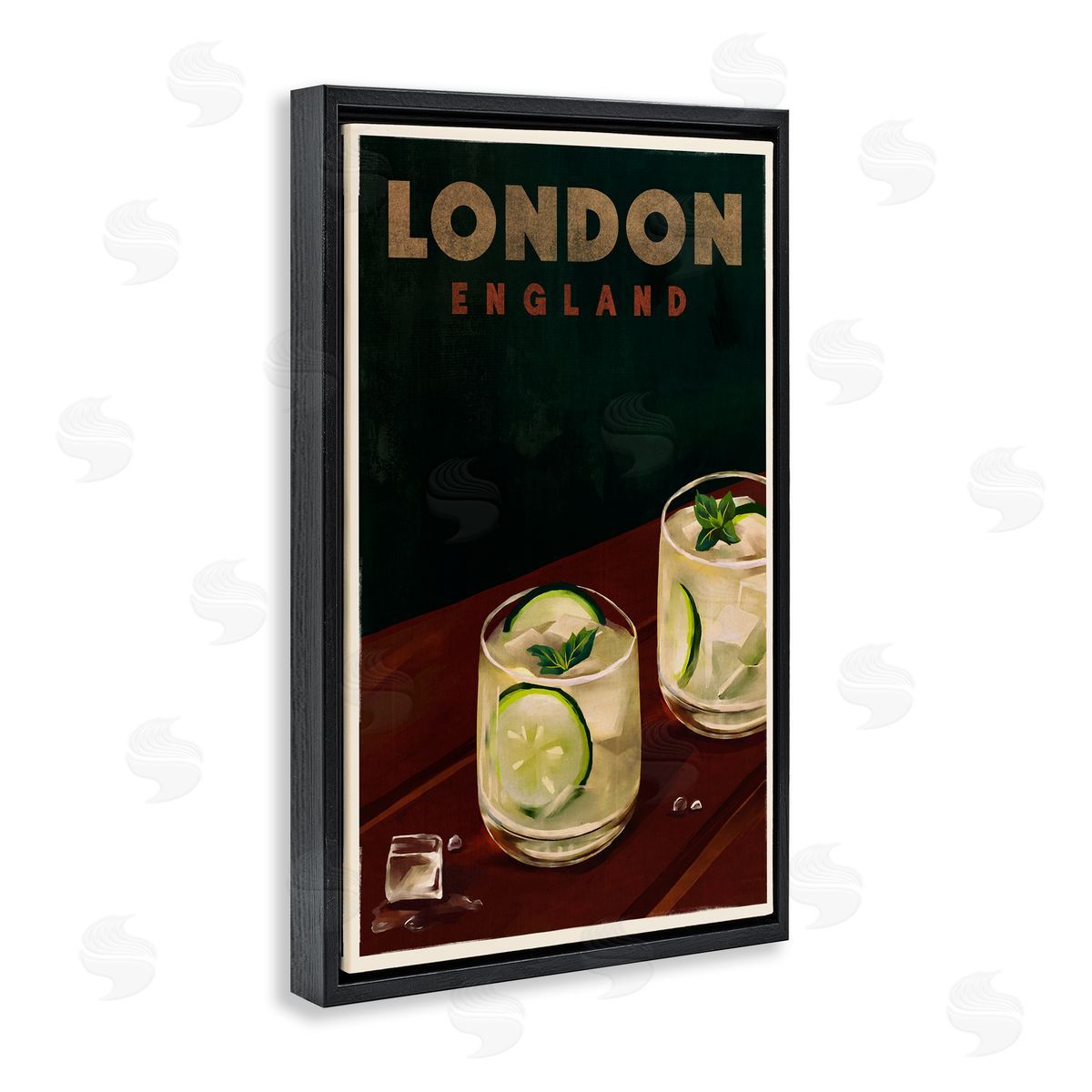 The Whiskey Ginger London England Cocktail Black Floating Frame Canvas Wall Art Print