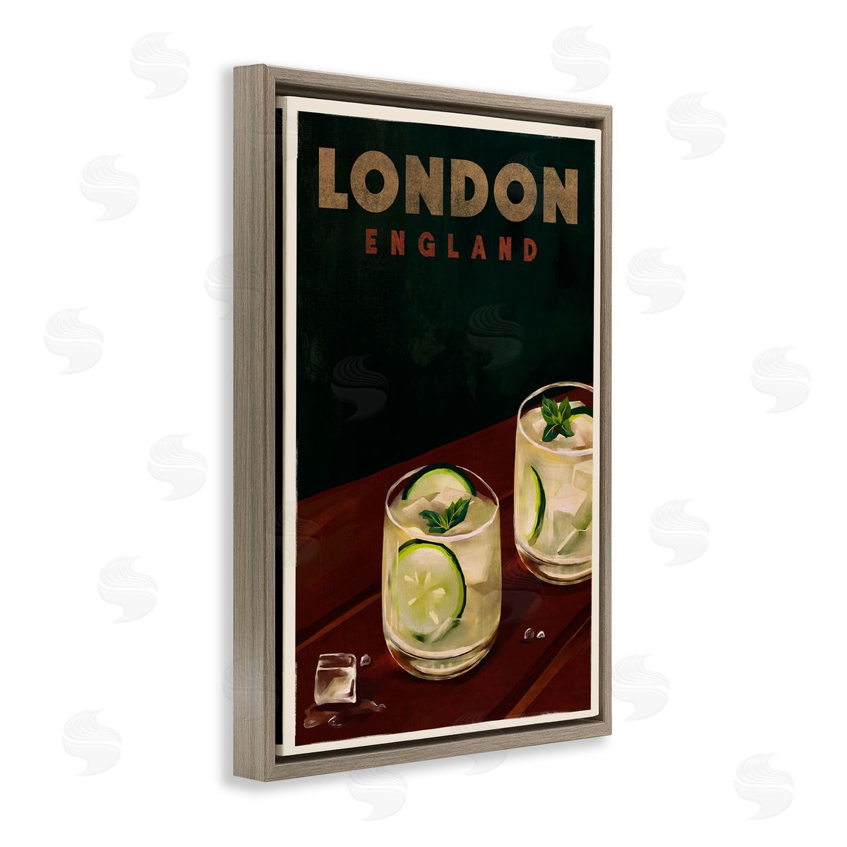 The Whiskey Ginger London England Cocktail Brown Floating Frame Canvas Wall Art Print
