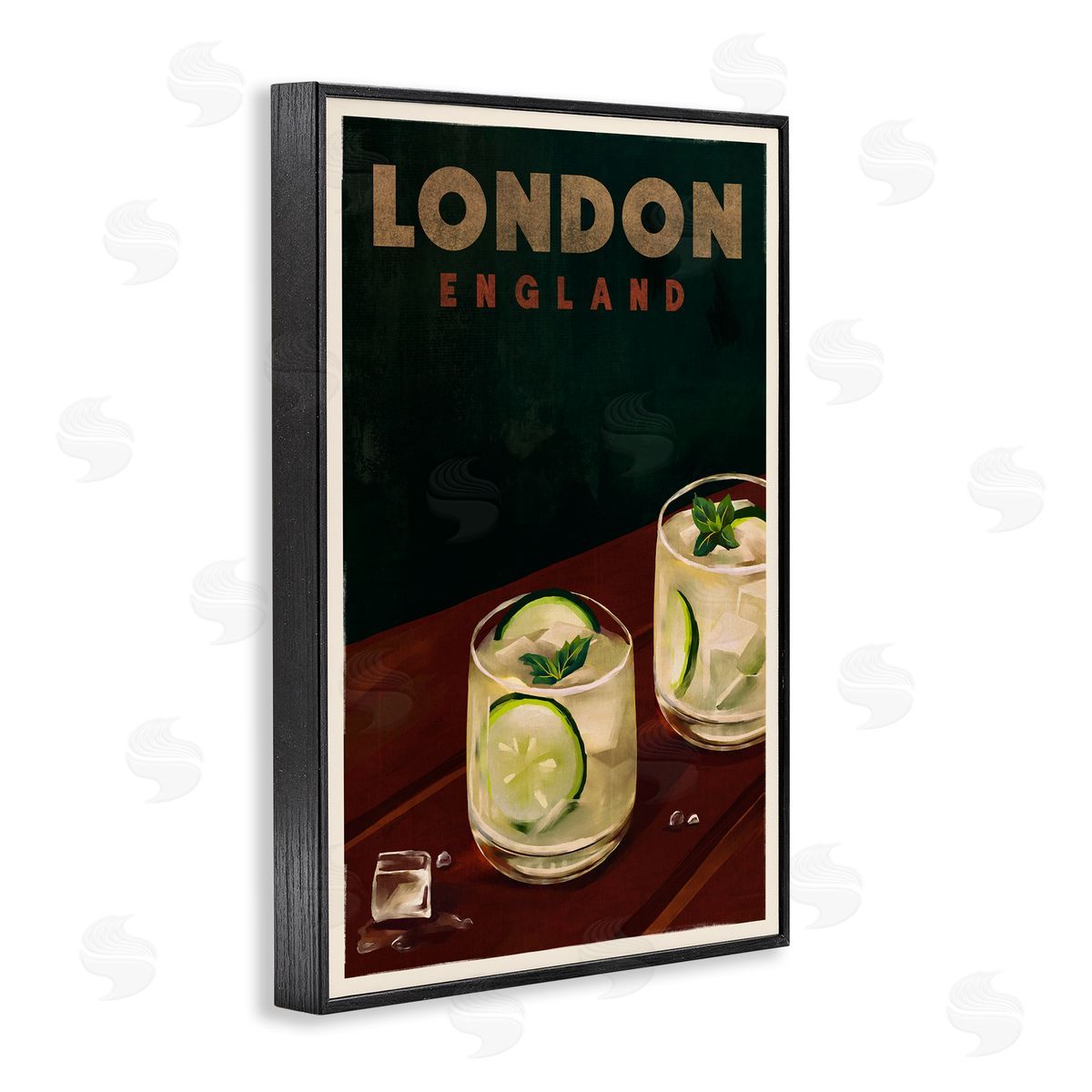 The Whiskey Ginger London England Cocktail Black Framed Giclee Wall Art Print