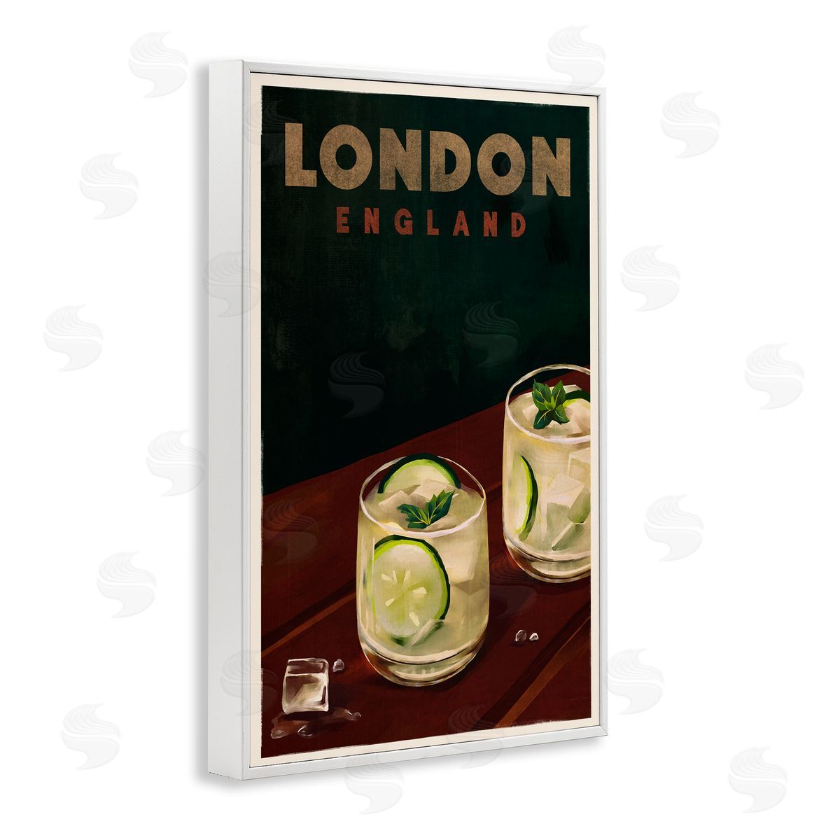 The Whiskey Ginger London England Cocktail White Framed Giclee Wall Art Print
