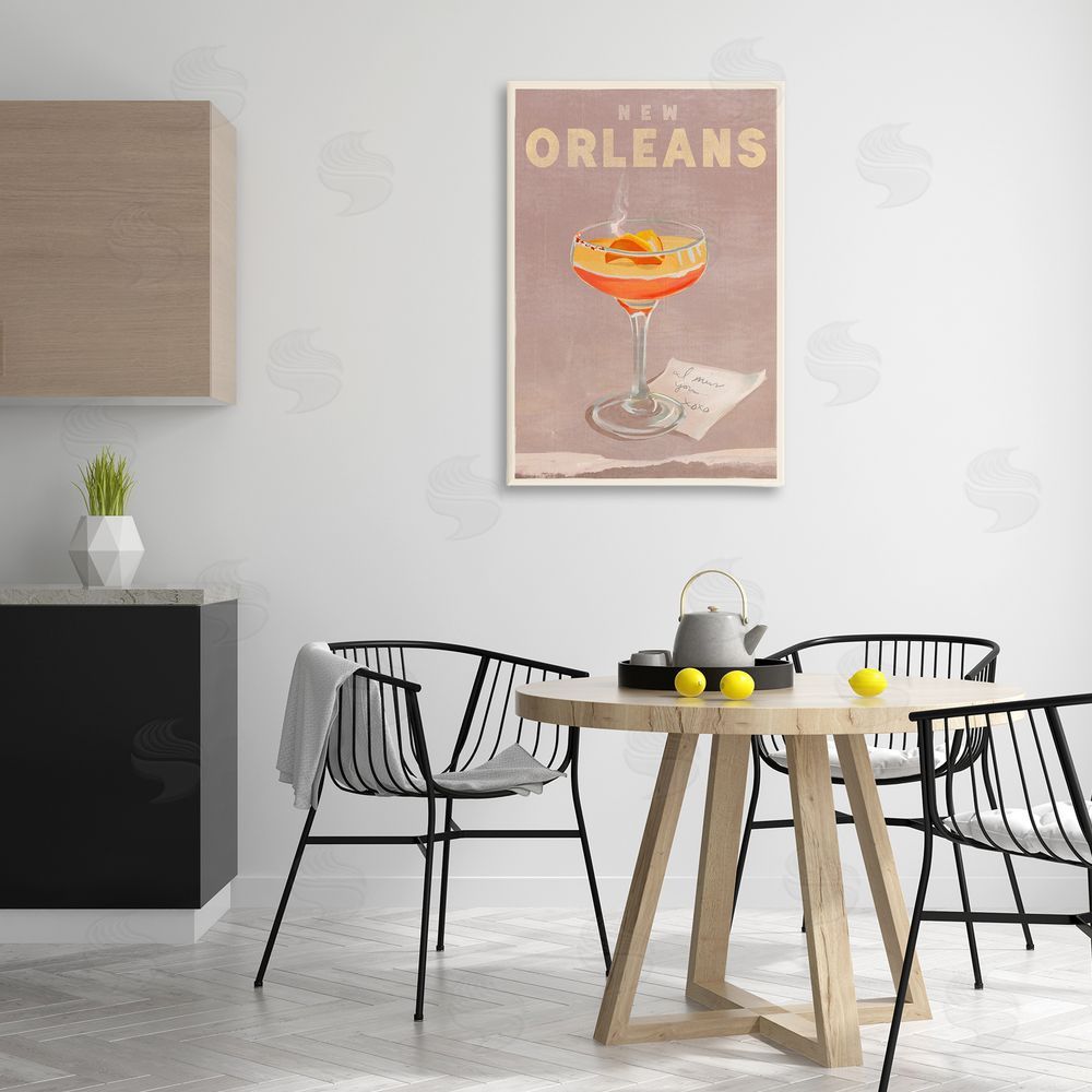 The Whiskey Ginger New Orleans Cocktail Canvas Wall Art Print in Room