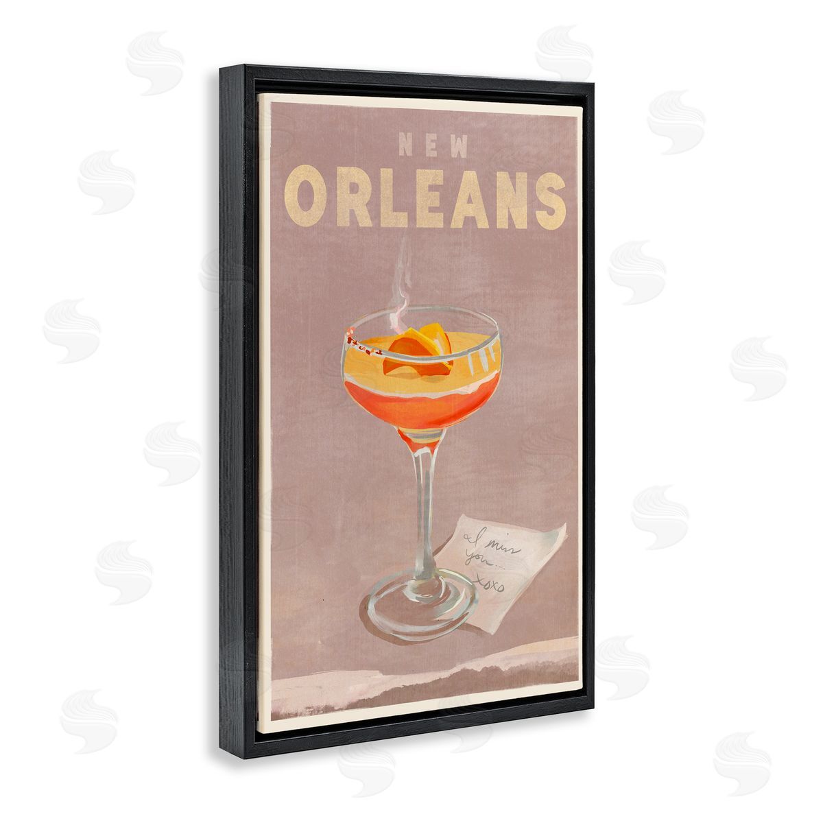 The Whiskey Ginger New Orleans Cocktail Black Floating Frame Canvas Wall Art Print