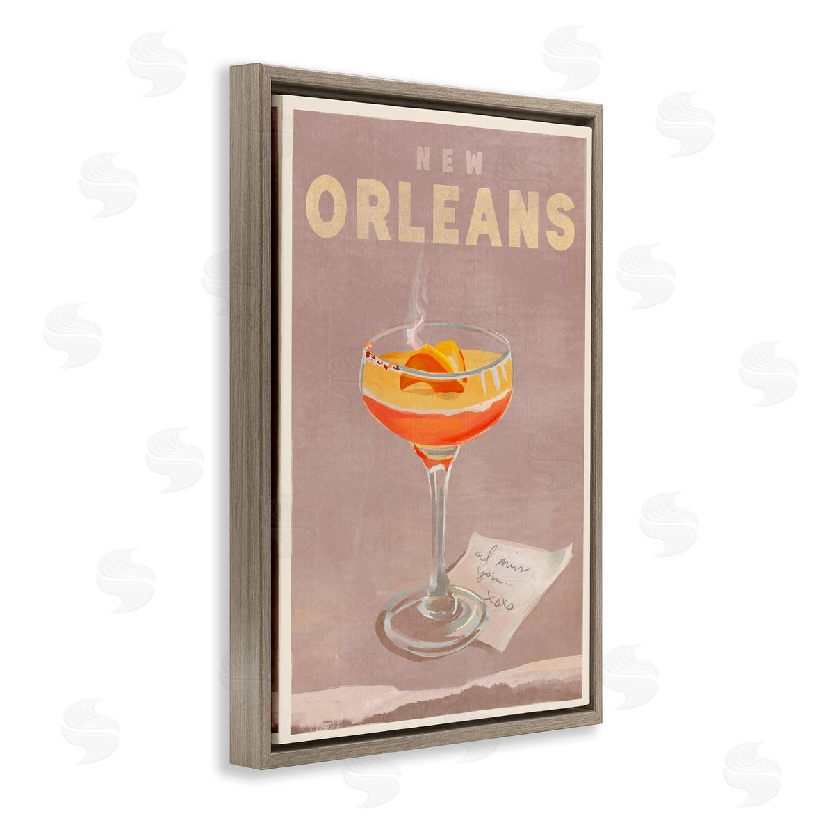 The Whiskey Ginger New Orleans Cocktail Brown Floating Frame Canvas Wall Art Print
