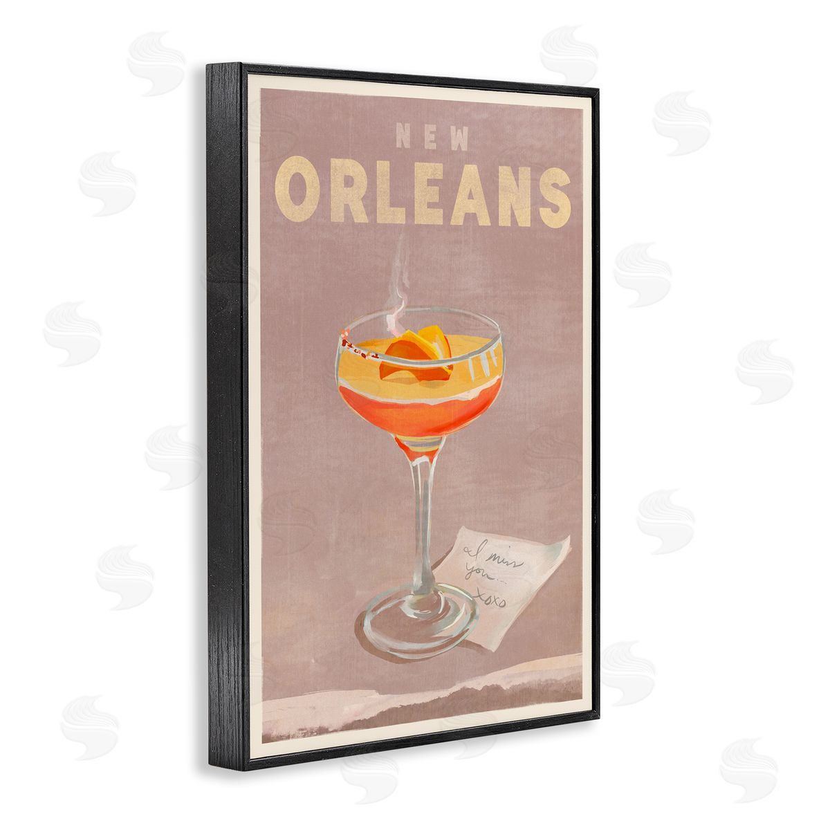The Whiskey Ginger New Orleans Cocktail Black Framed Giclee Wall Art Print