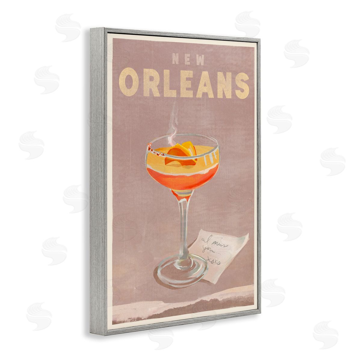 The Whiskey Ginger New Orleans Cocktail Gray Framed Giclee Wall Art Print