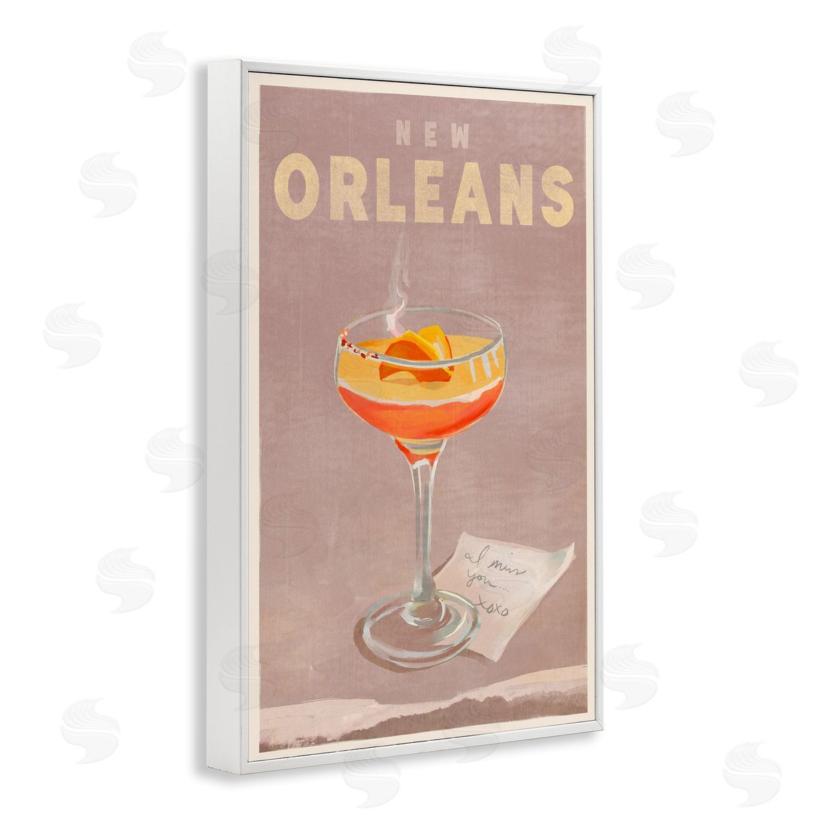 The Whiskey Ginger New Orleans Cocktail White Framed Giclee Wall Art Print