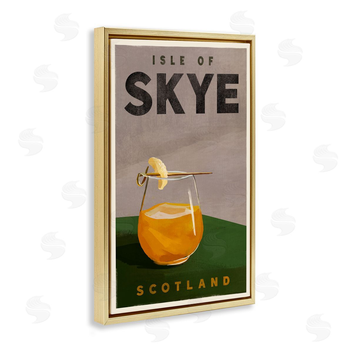 The Whiskey Ginger Isle of Skye Cocktail Gold Floating Frame Canvas Wall Art Print