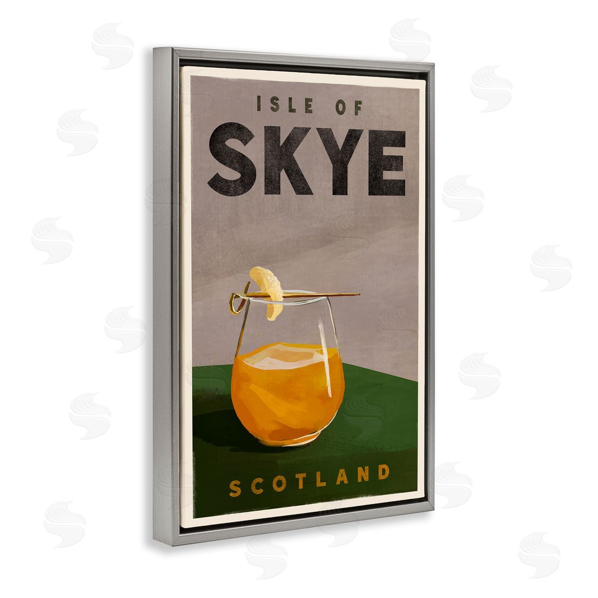 The Whiskey Ginger Isle of Skye Cocktail Gray Floating Frame Canvas Wall Art Print