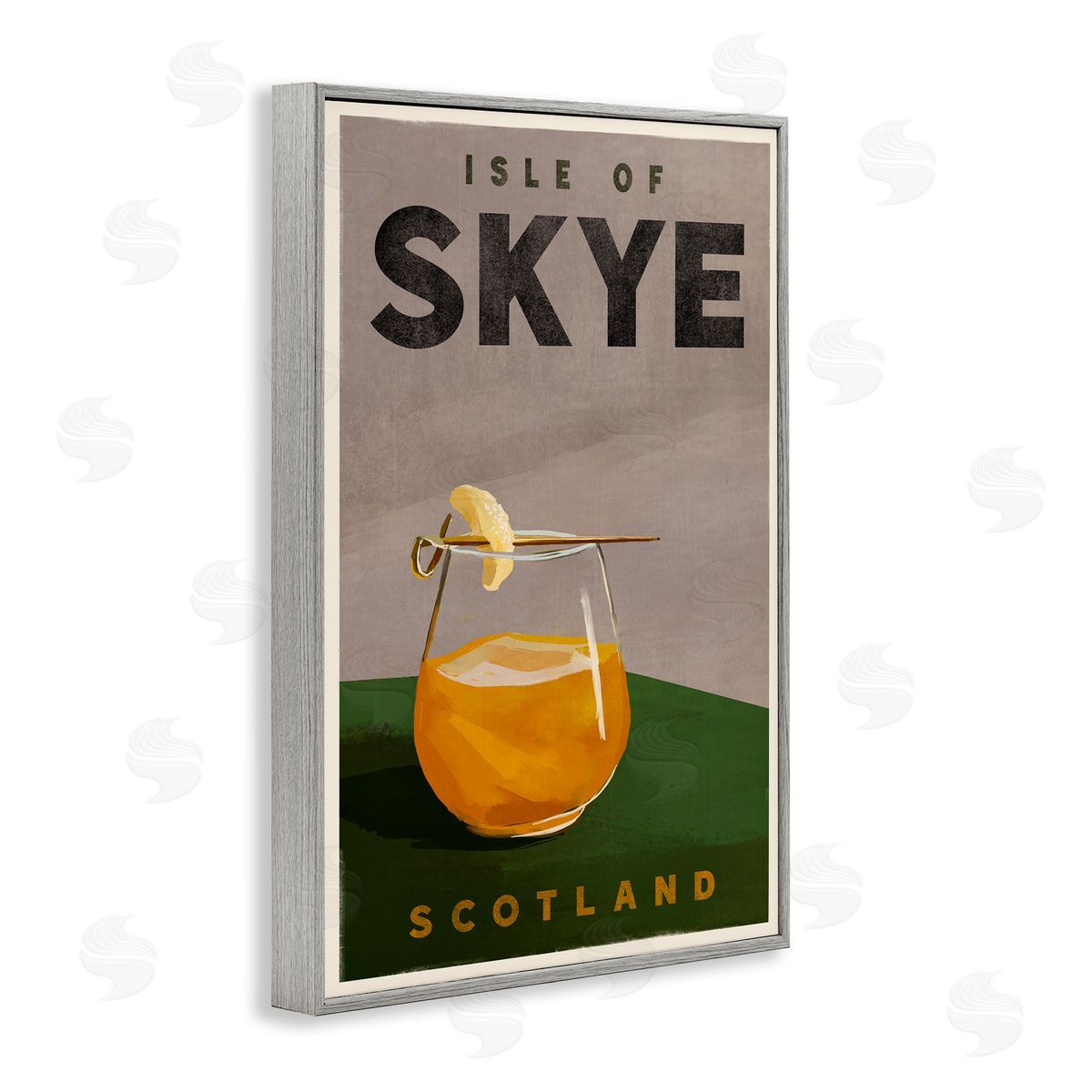The Whiskey Ginger Isle of Skye Cocktail Gray Framed Giclee Wall Art Print