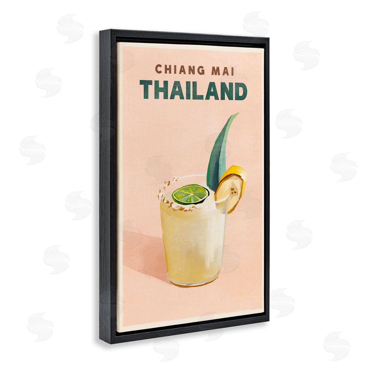 The Whiskey Ginger Chiang Mai Thailand Cocktail Black Floating Frame Canvas Wall Art Print