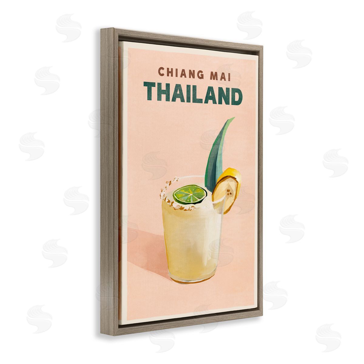 The Whiskey Ginger Chiang Mai Thailand Cocktail Brown Floating Frame Canvas Wall Art Print