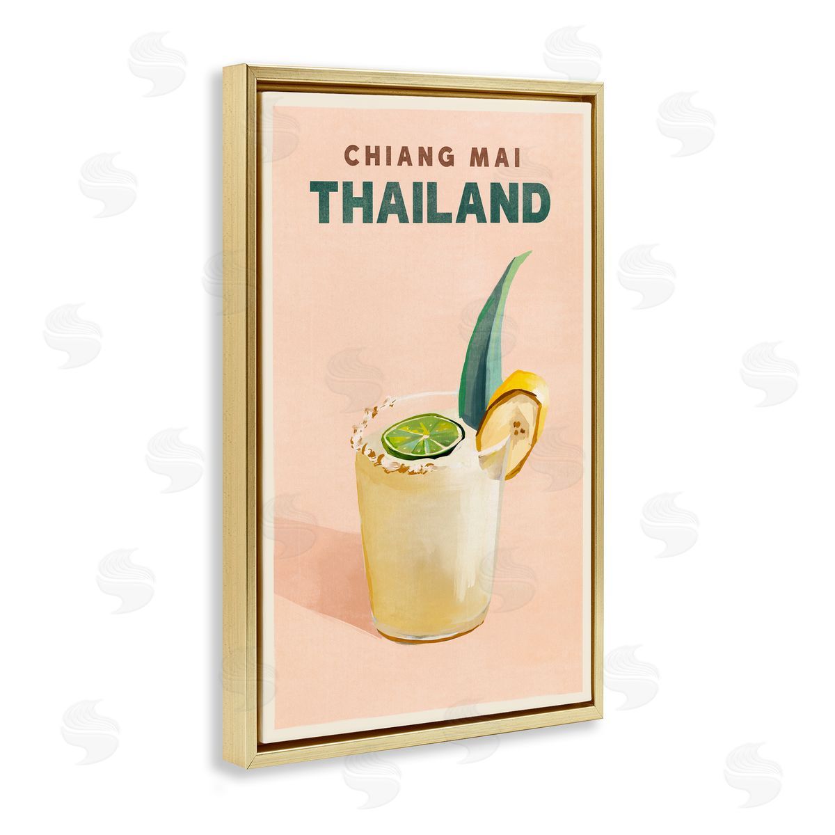 The Whiskey Ginger Chiang Mai Thailand Cocktail Gold Floating Frame Canvas Wall Art Print