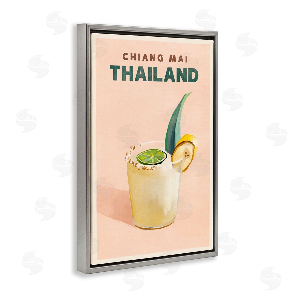 The Whiskey Ginger Chiang Mai Thailand Cocktail Gray Floating Frame Canvas Wall Art Print