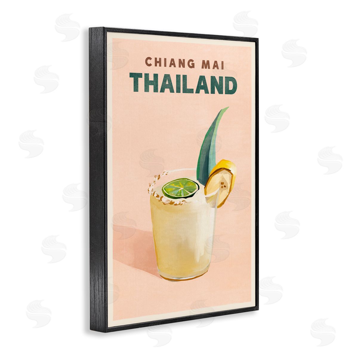 The Whiskey Ginger Chiang Mai Thailand Cocktail Black Framed Giclee Wall Art Print