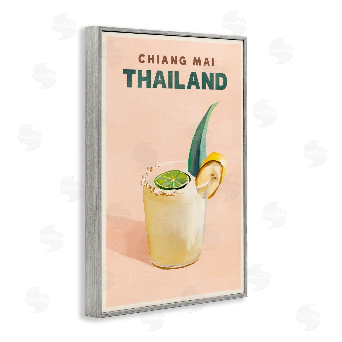The Whiskey Ginger Chiang Mai Thailand Cocktail Gray Framed Giclee Wall Art Print