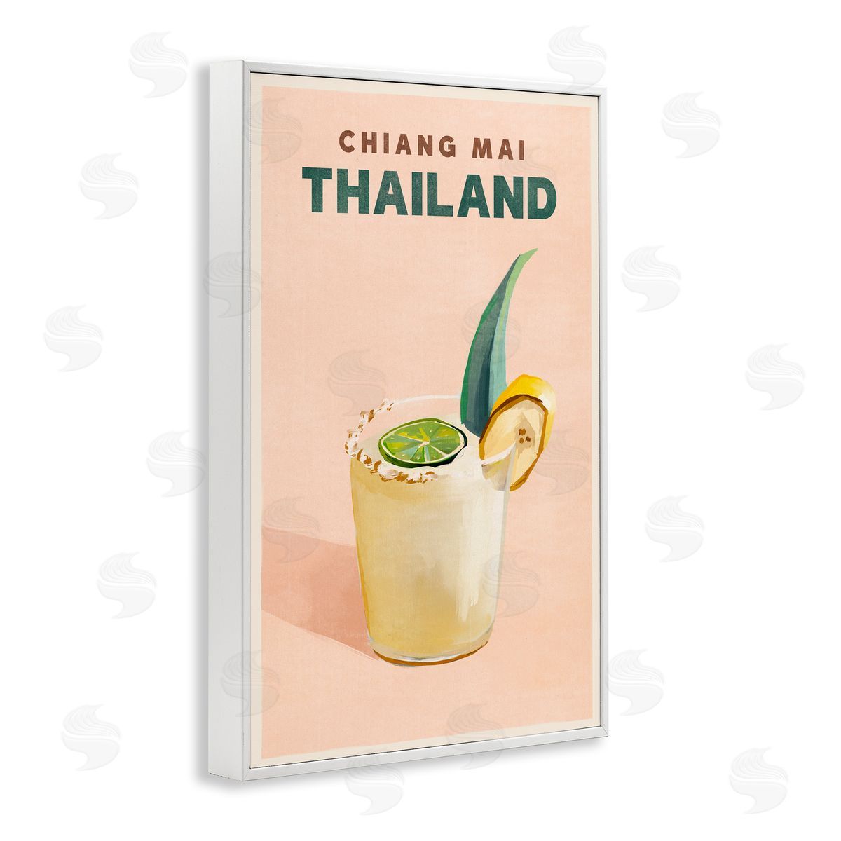 The Whiskey Ginger Chiang Mai Thailand Cocktail White Framed Giclee Wall Art Print