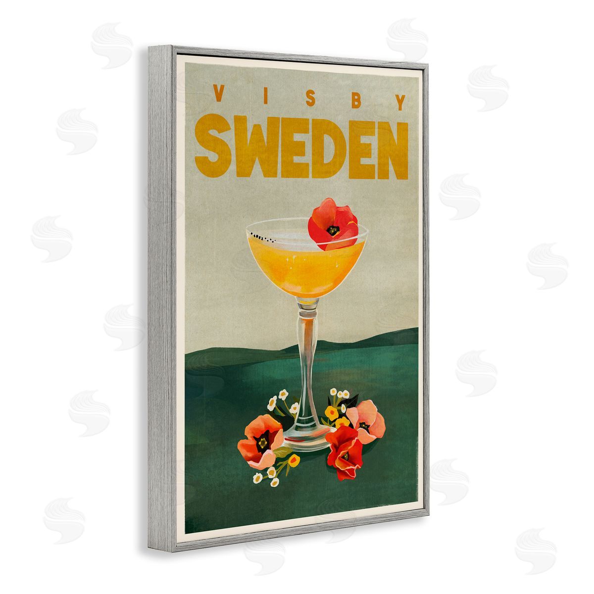 The Whiskey Ginger Visby Sweden Cocktail Gray Framed Giclee Wall Art Print