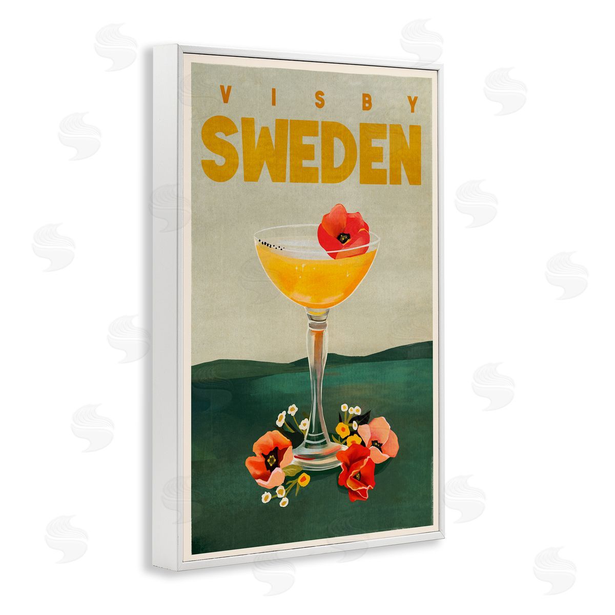 The Whiskey Ginger Visby Sweden Cocktail White Framed Giclee Wall Art Print
