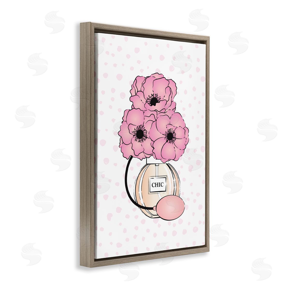 Martina Pavlova Dotted Floral Perfume Brown Floating Frame Canvas Wall Art Print